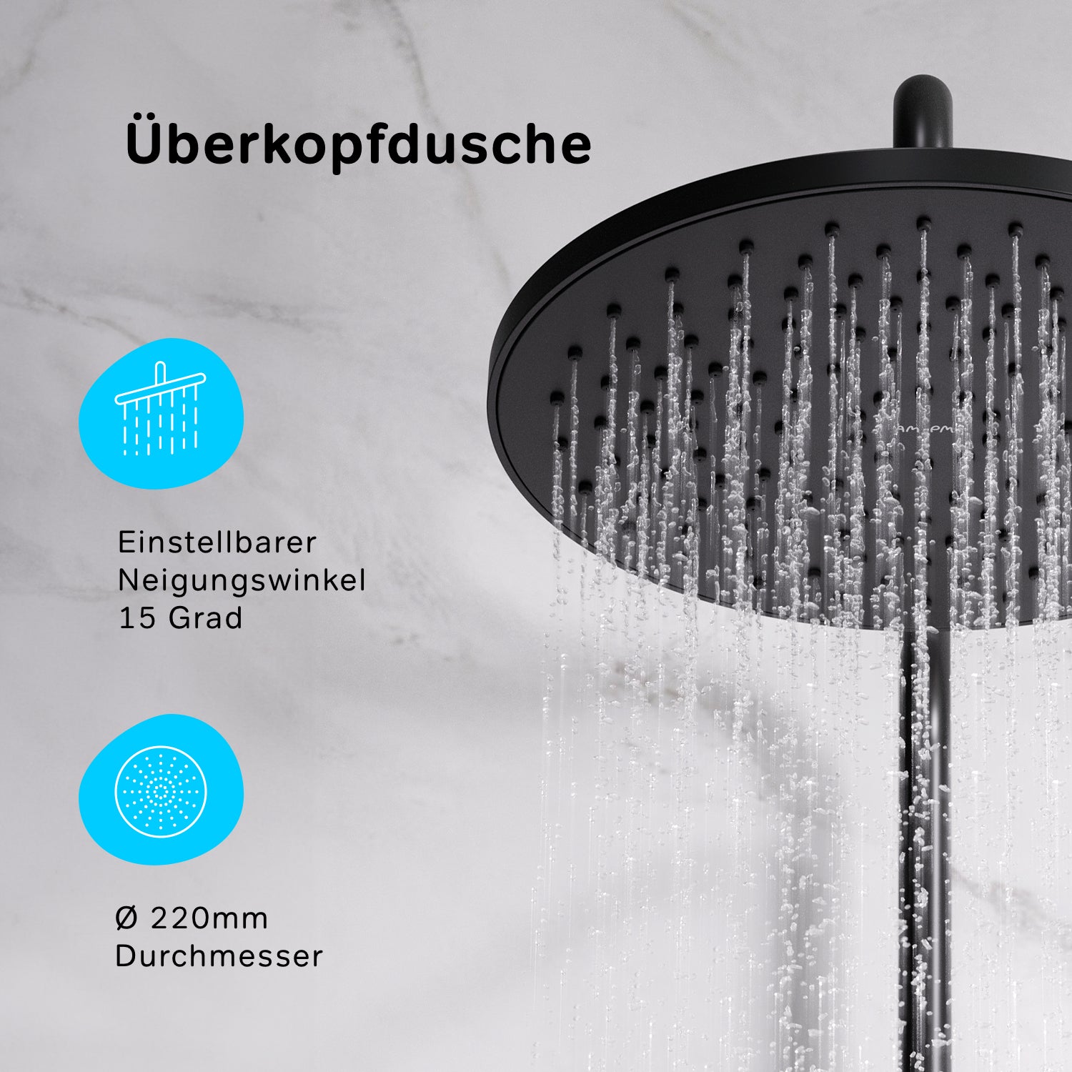 F07TA422 Duschsystem mit Thermostat Duscharmatur Hit Regendusche set Duschsäule, Schwarz ampm-store.de