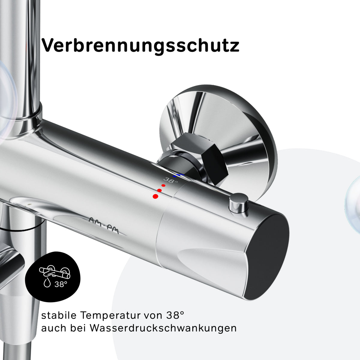 F07TA500 Duschsystem mit Thermostat Armatur und Wanneneinlauf Hit Regendusche set Duschsäule ampm-store.de