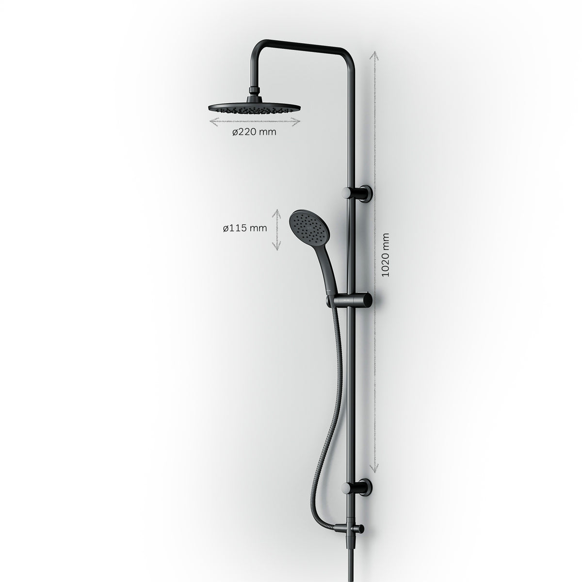 Duschsystem Hit mit Regendusche, Schwarz – F07TB022