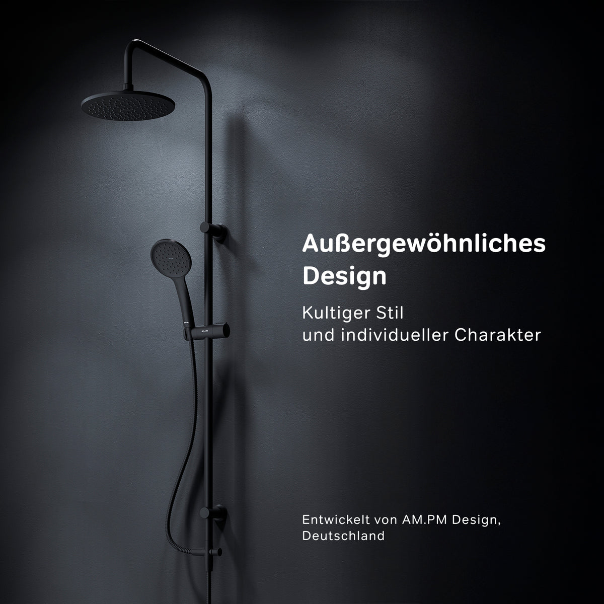 Duschsystem Hit mit Regendusche, Schwarz – F07TB022