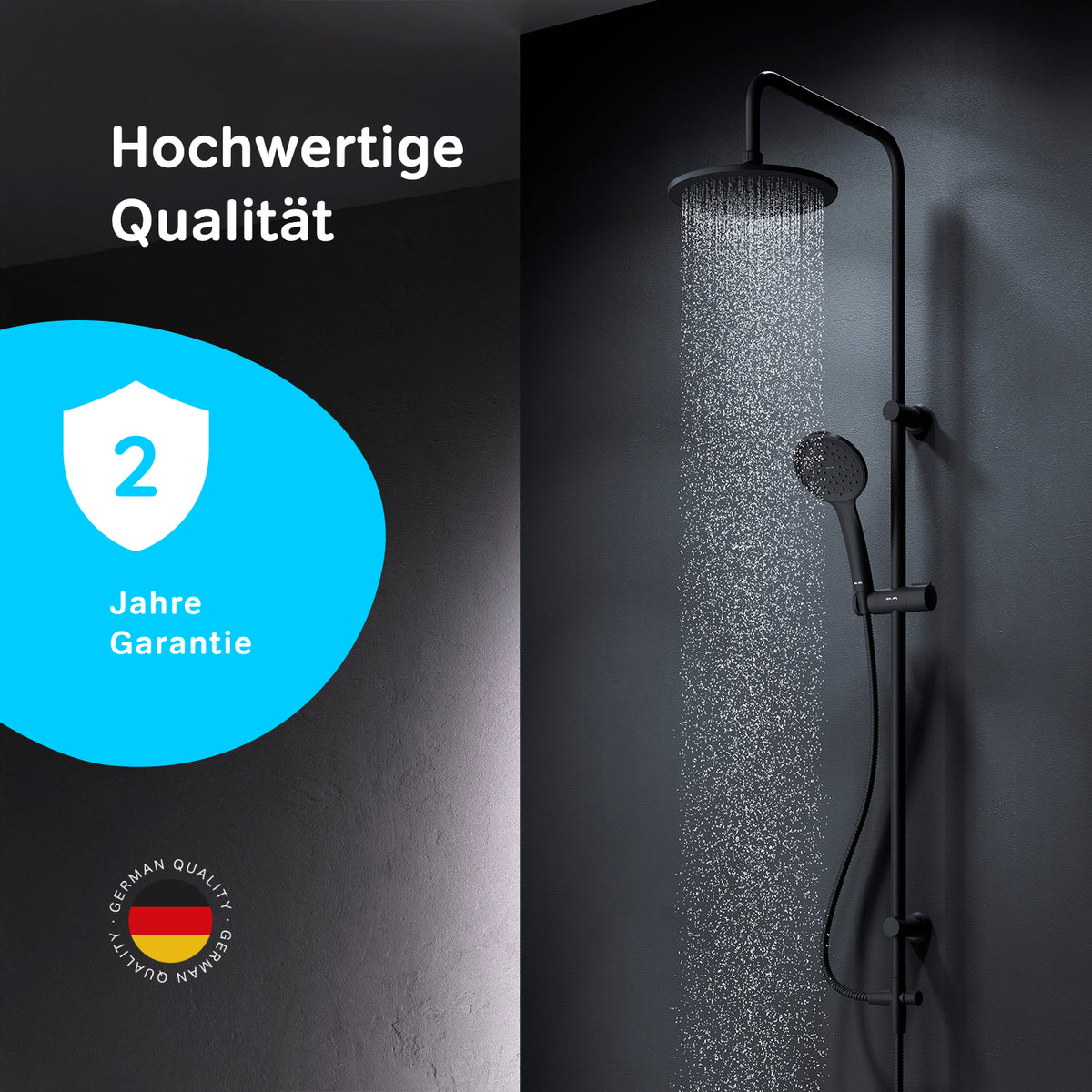 Duschsystem Hit mit Regendusche, Schwarz – F07TB022