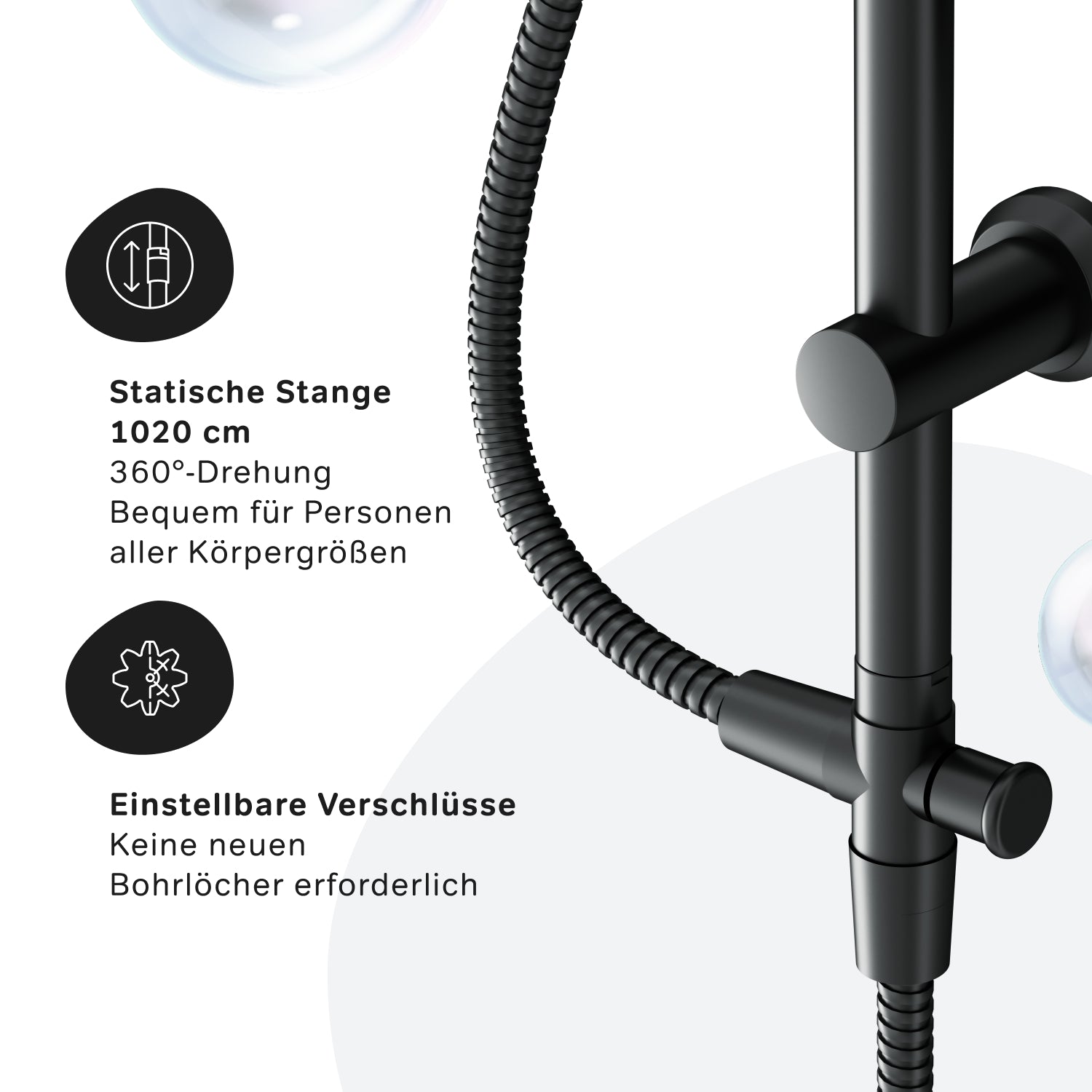 F07TB022 Duschsystem Hit Regendusche set Duschsäule Schwarz