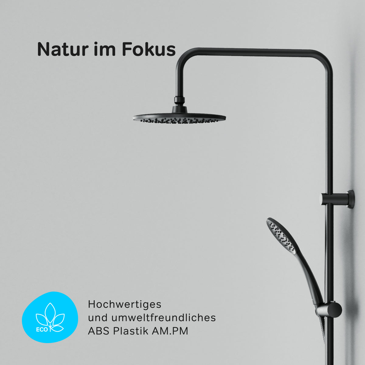 Duschsystem Hit mit Regendusche, Schwarz – F07TB022