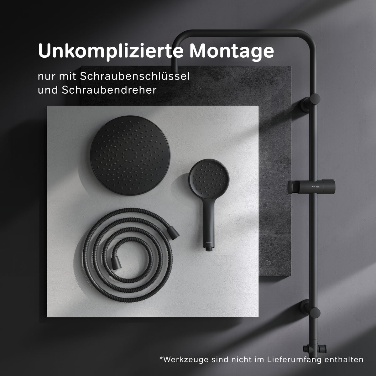 Duschsystem Hit mit Regendusche, Schwarz – F07TB022