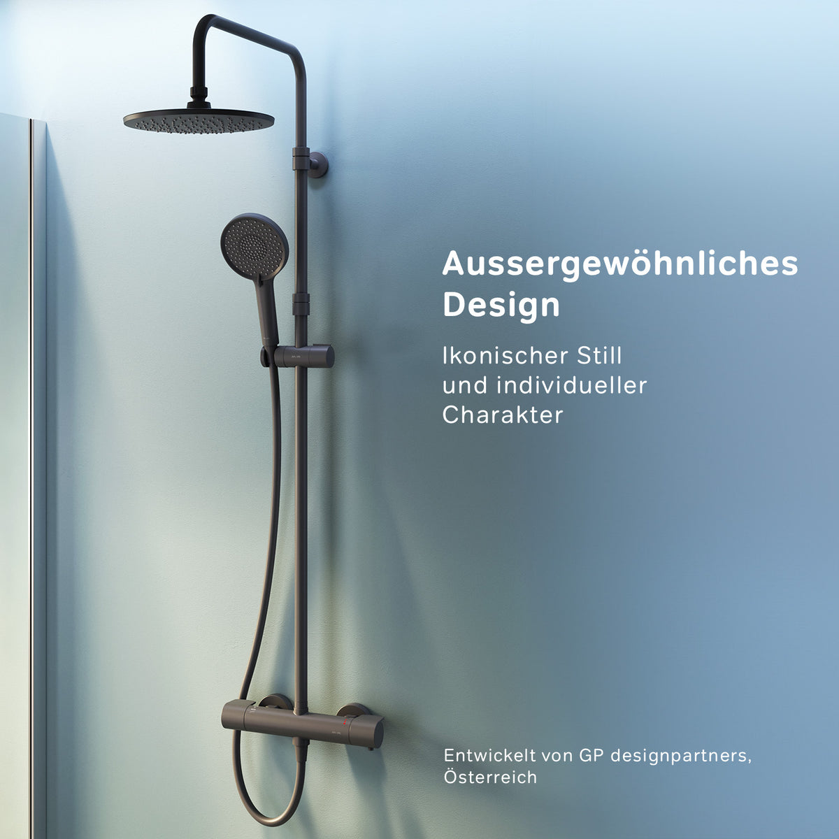 F07XA422 Duschsystem mit Thermostat Duscharmatur X-Joy Regendusche set Duschsäule, Schwarz ampm-store.de