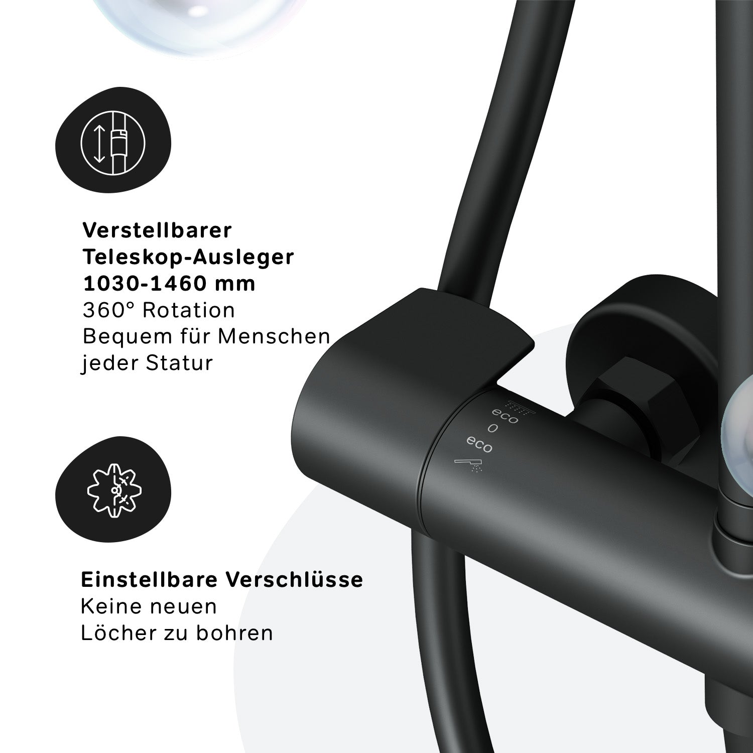 F07XA422 Duschsystem mit Thermostat Duscharmatur X-Joy Regendusche set Duschsäule, Schwarz ampm-store.de