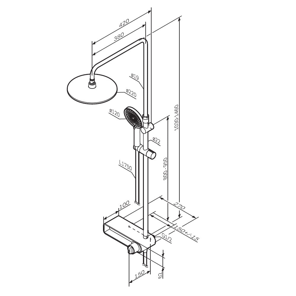 F07XA600 X-Joy ShowerSpot mit Duscharmatur