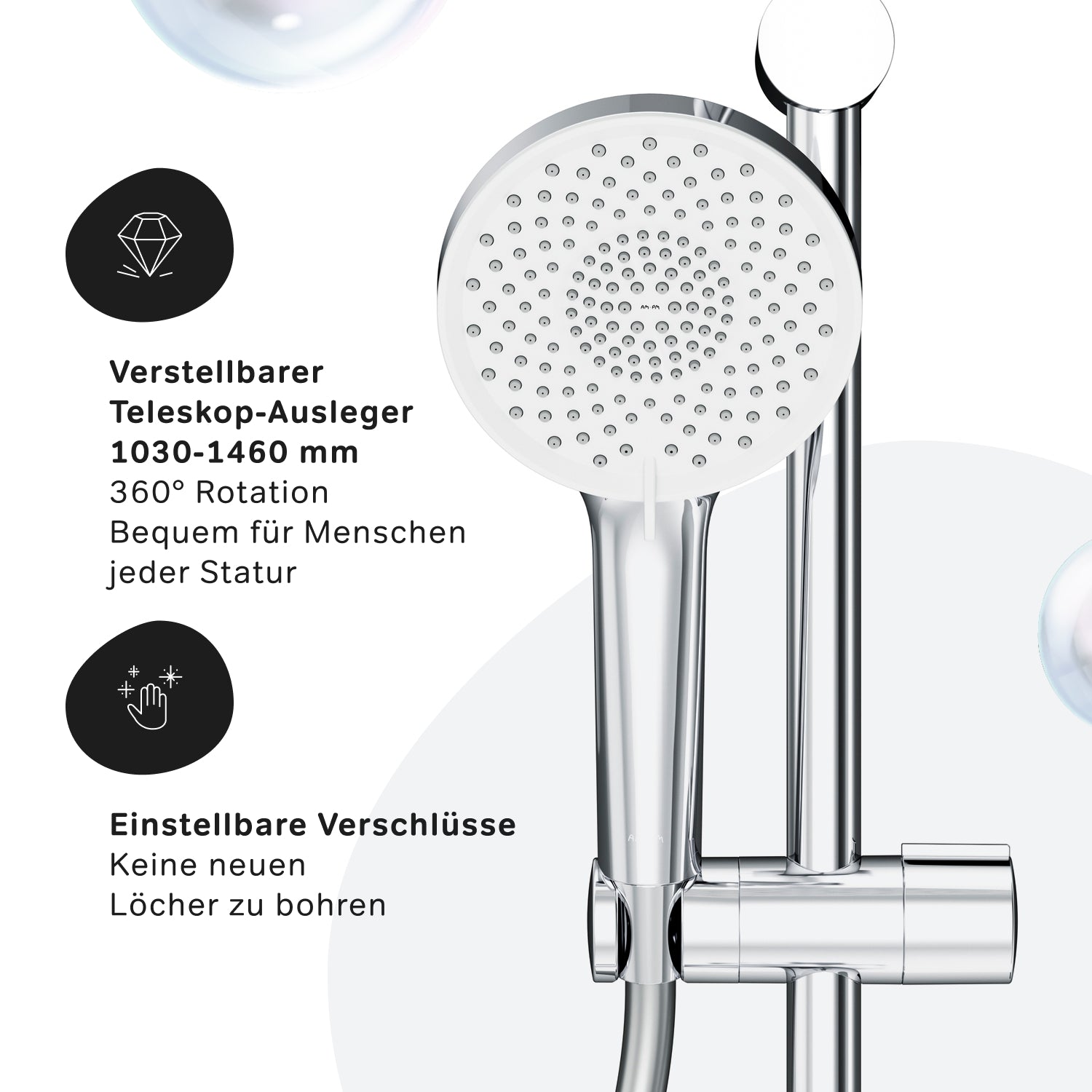 F07XB300 Système de douche avec robinetterie thermostatique X-Joy S Ensemble de douche à effet pluie Colonne de douche