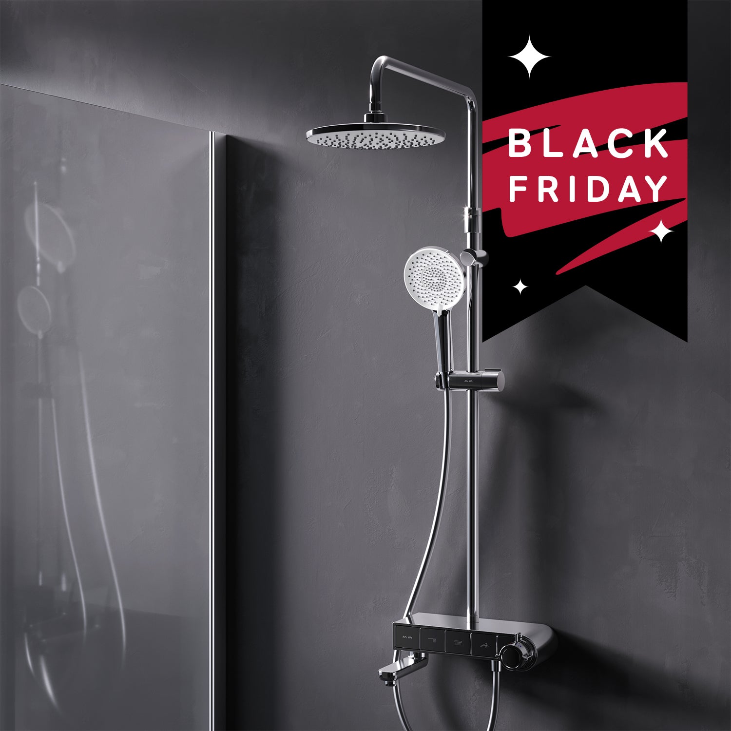 F07XB300 Duschsystem mit Thermostat Duscharmatur X-Joy S Regendusche set Duschsäule