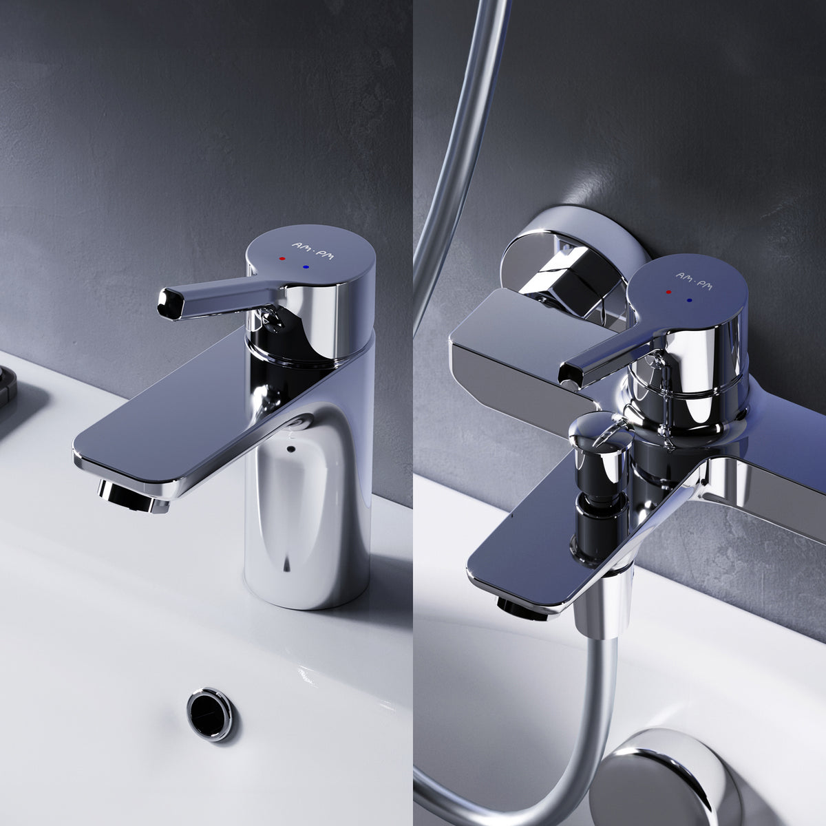 F408XB39 X-Joy S Armaturen-Set: Einhebel-Waschtischarmatur und Wannenarmatur/Brausearmatur ampm-store.de
