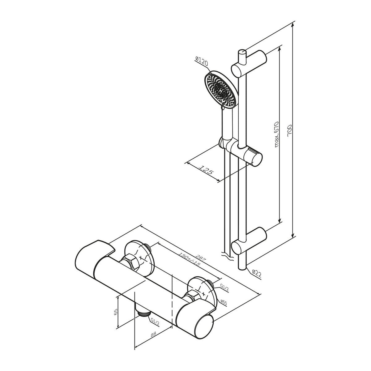 F428XA46 X-Joy Armaturen-Set: Thermostat Duscharmatur und Duschset, schwarz ampm-store.de