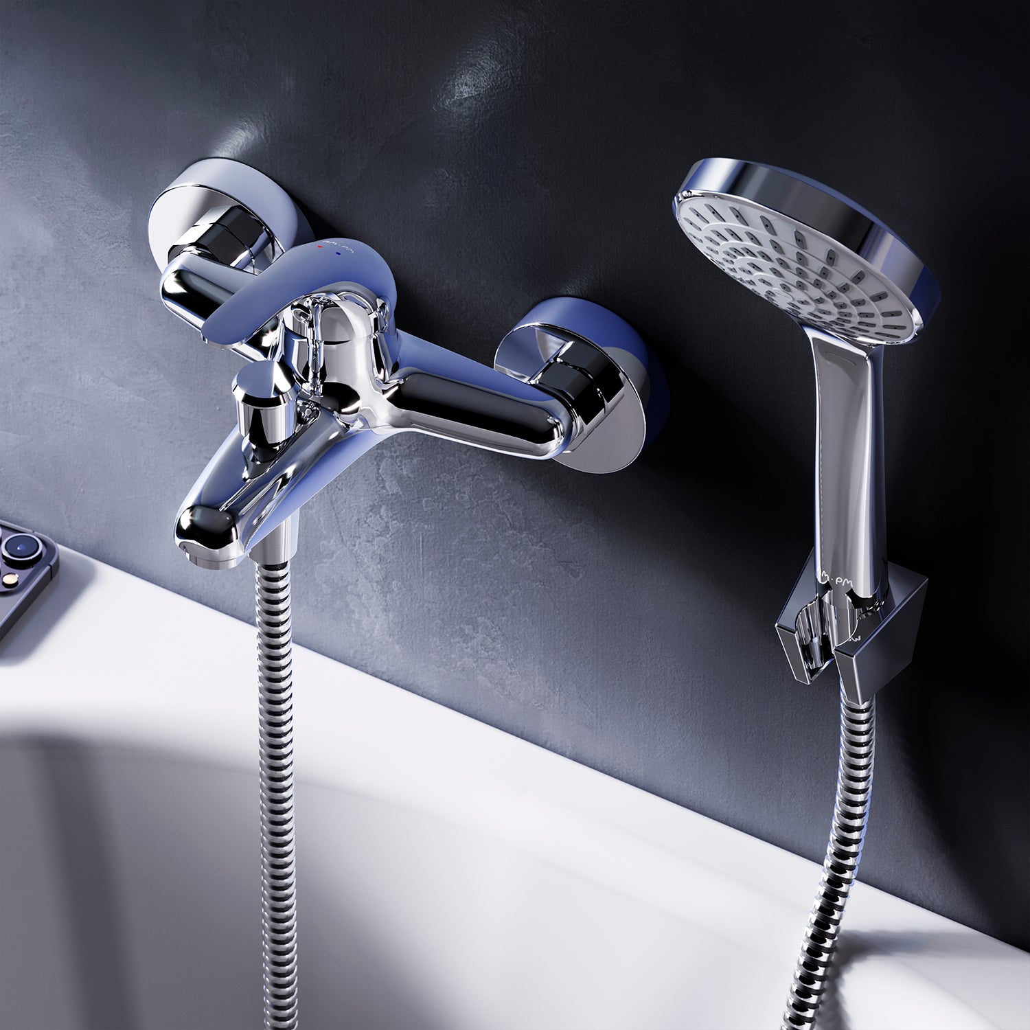 F8315000 Wannenarmatur mit Handbrause und Halter Play Mischbatterie Badewanne Wasserhahn Bad