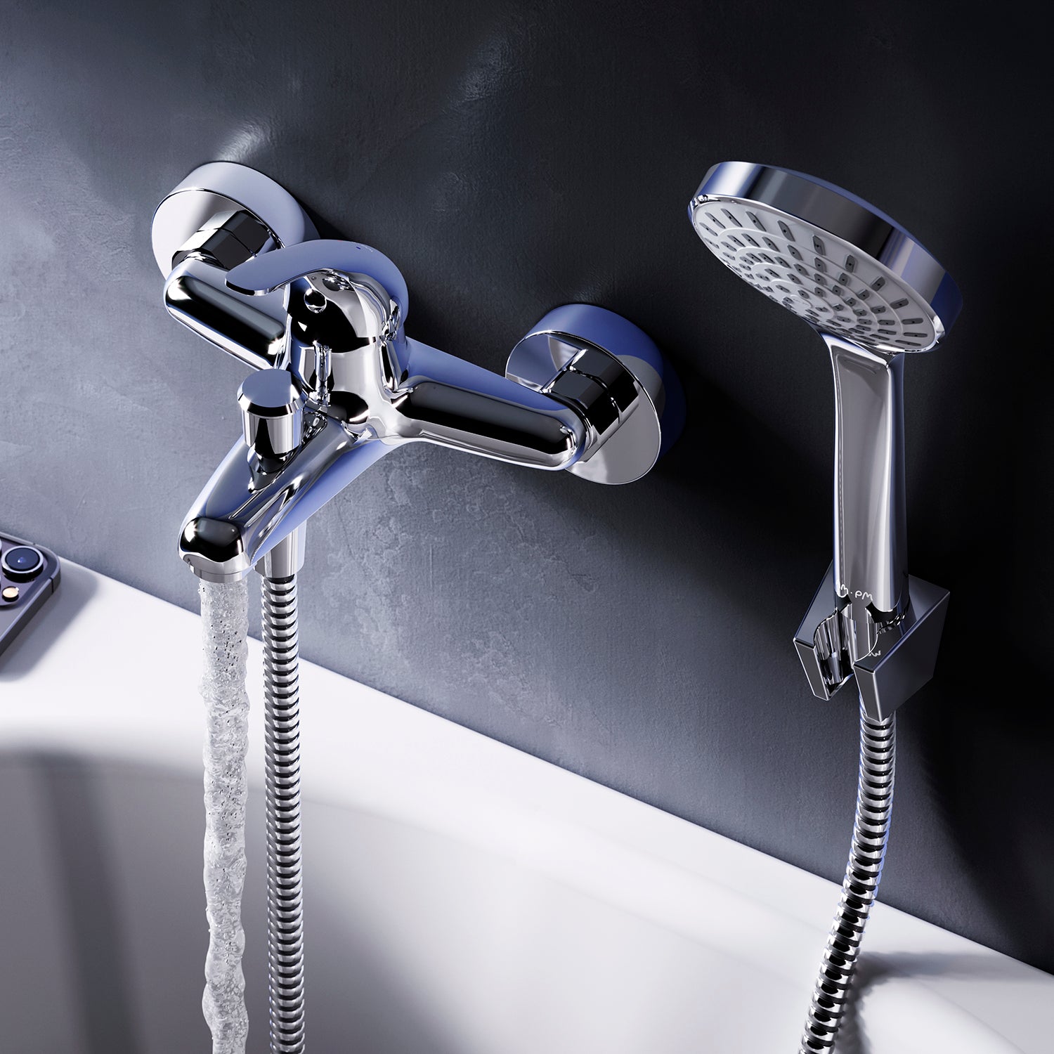 F8315000 Wannenarmatur mit Handbrause und Halter Play Mischbatterie Badewanne Wasserhahn Bad