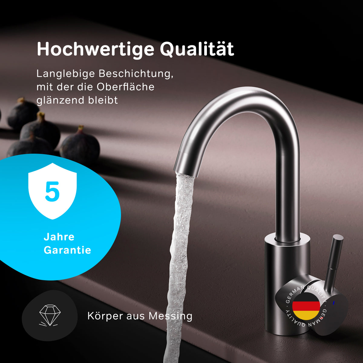 Küchenarmatur X-Joy S mit schwenkbarem Auslauf und EcoStart, Satin – F85B02711