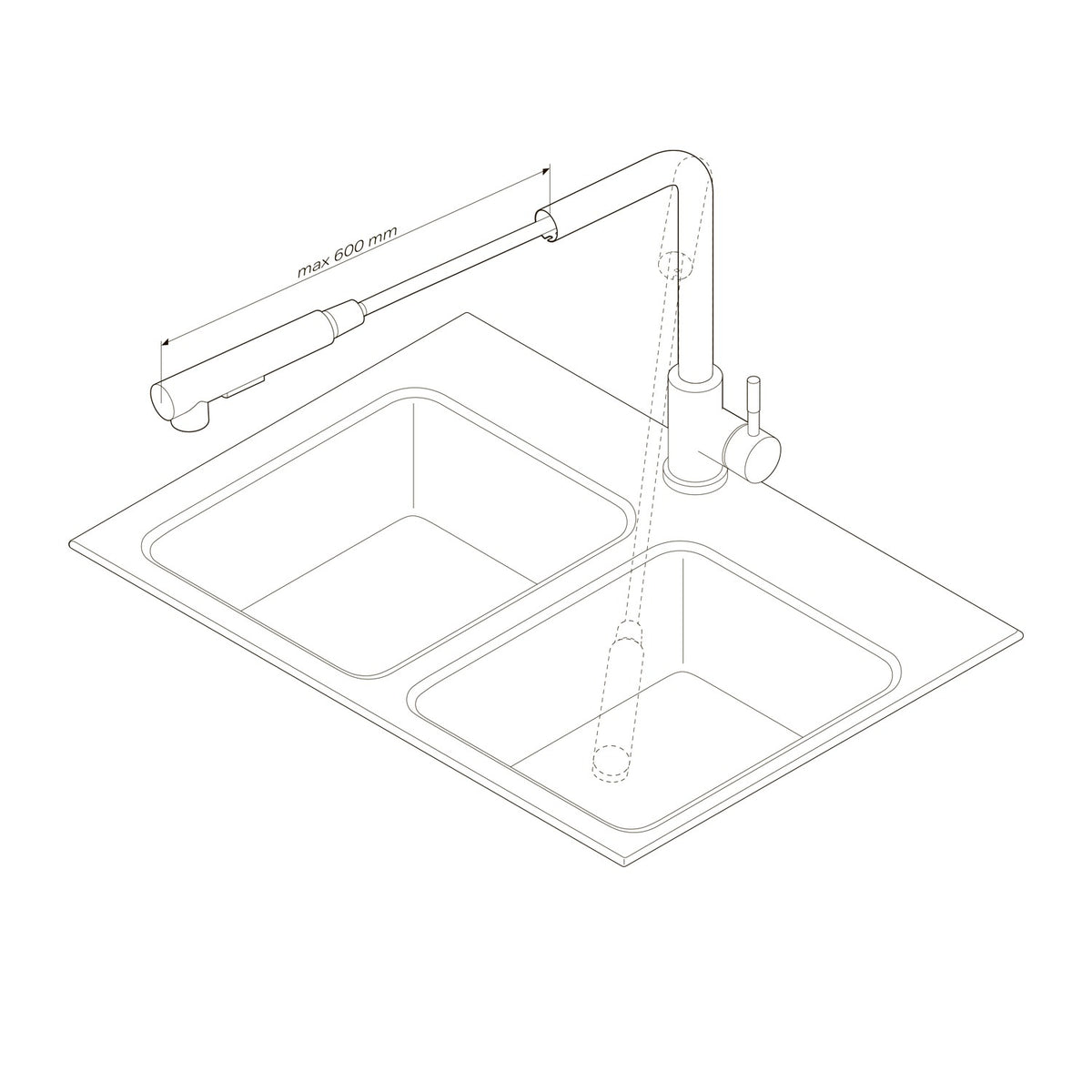 Robinet de cuisine X-Joy S avec bec pivotant et extensible, noir–F85B05522