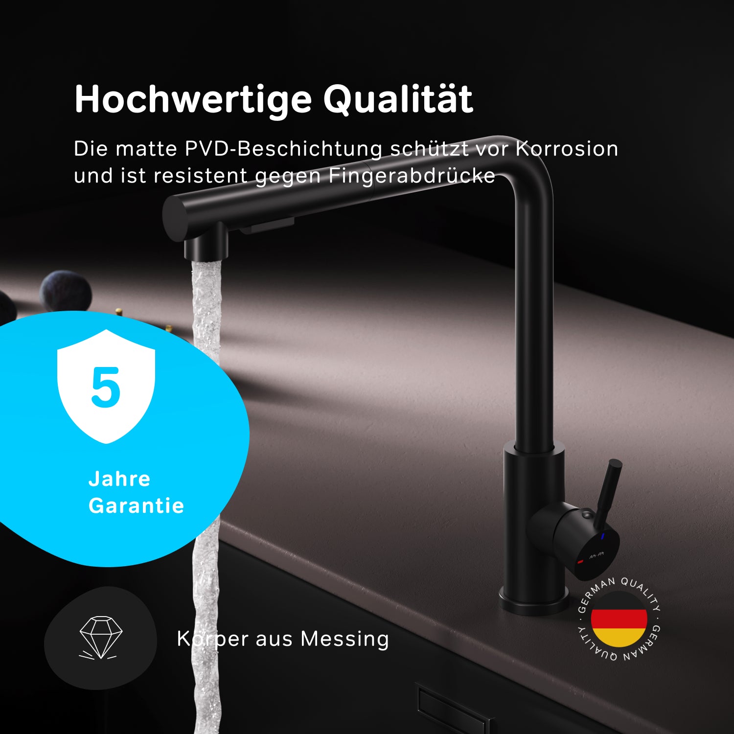 F85B05522 Küchenarmatur X-Joy S Spültischarmatur Küche Spültisch-Einhebelmischer, Schwarz