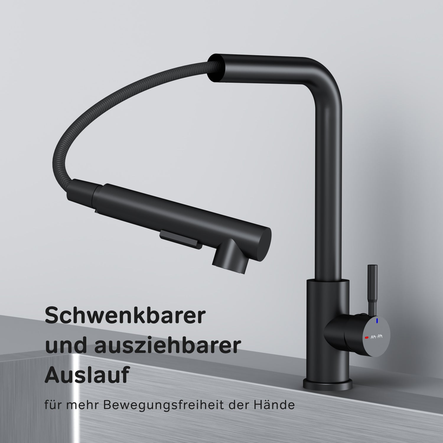 F85B05522 Küchenarmatur X-Joy S Spültischarmatur Küche Spültisch-Einhebelmischer, Schwarz