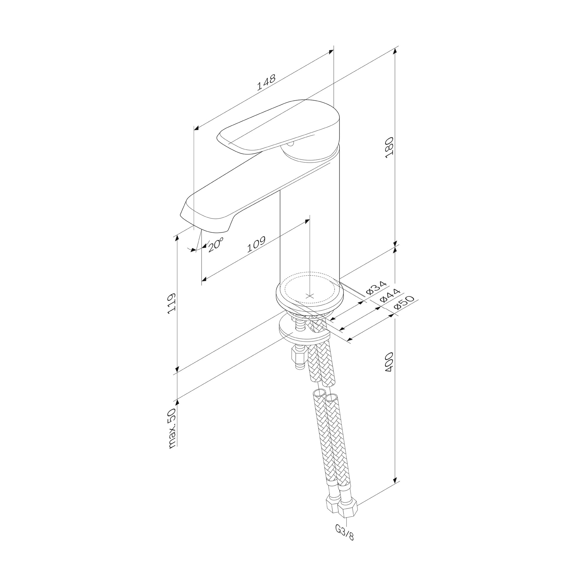 Robinet de salle de bain F8F02100 Fonction robinet de lavabo