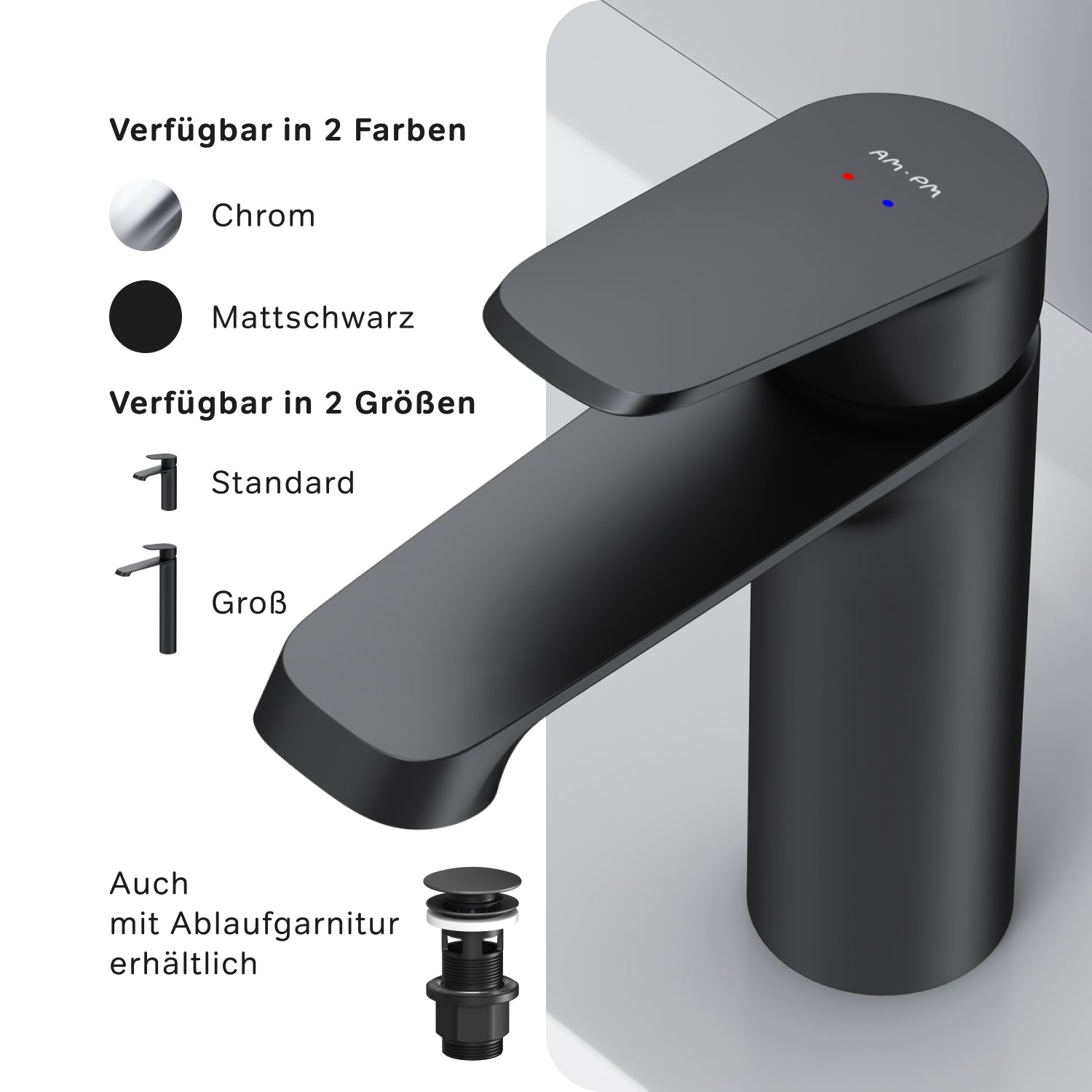 Robinet de salle de bain F8F02122, robinet de lavabo, noir