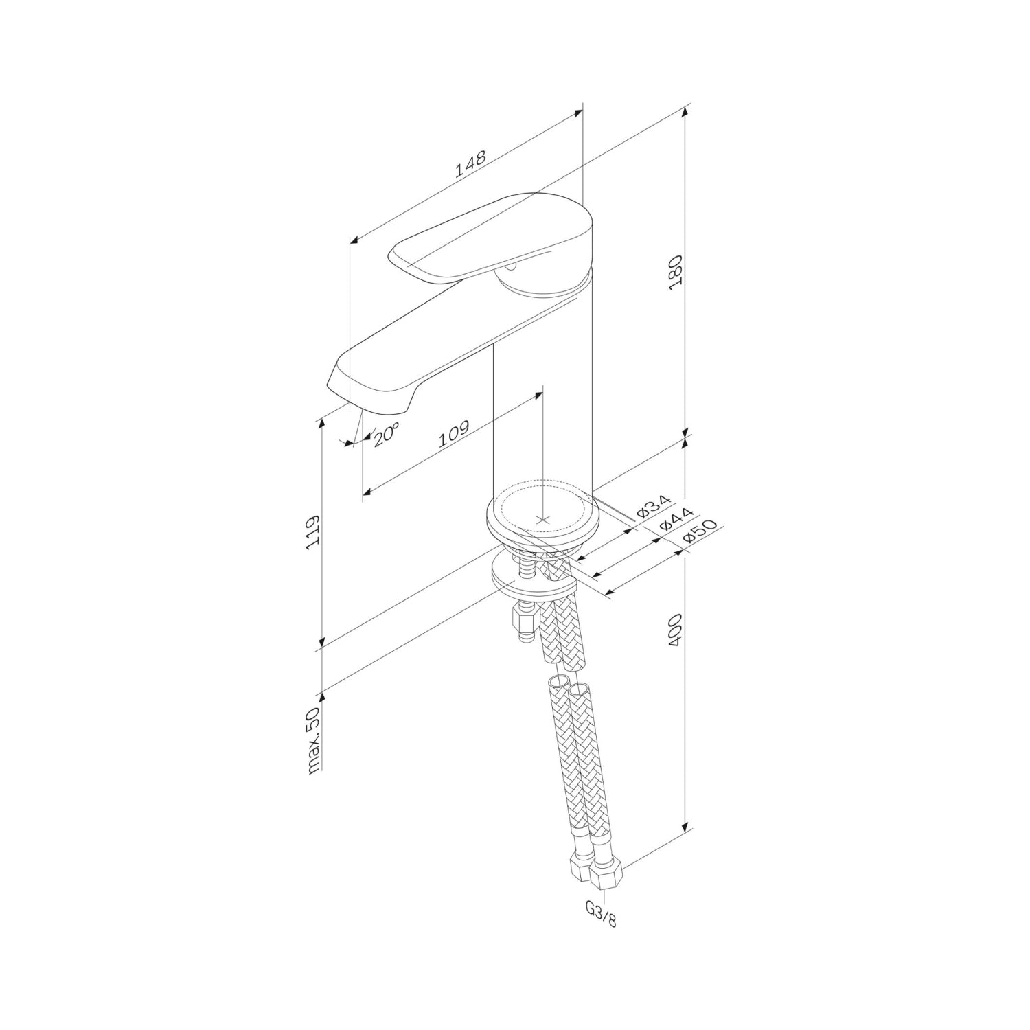 Robinet de salle de bain F8F02122, robinet de lavabo, noir