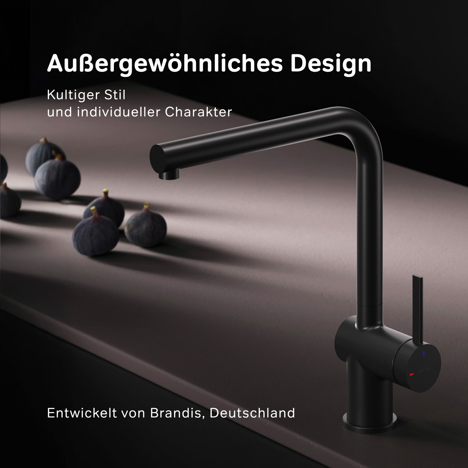 Robinet de cuisine F8F05022, mitigeur monocommande, noir. 