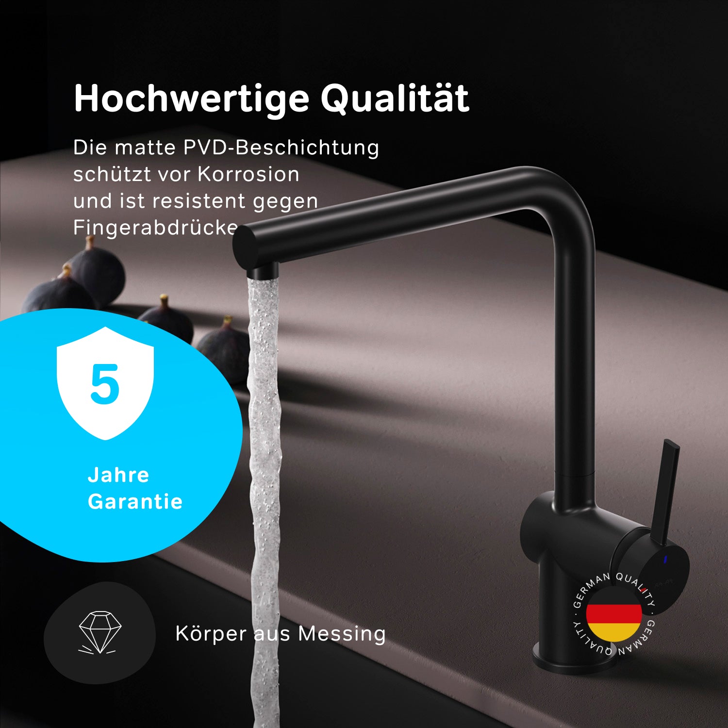 Robinet de cuisine F8F05022, mitigeur monocommande, noir. 