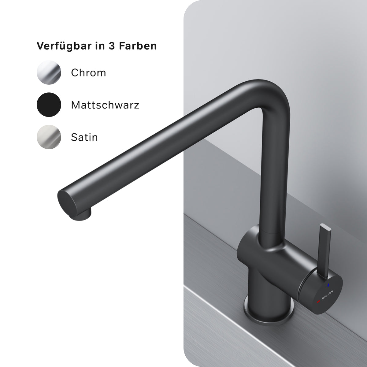 Robinet de cuisine Func avec bec pivotant, noir–F8F05022