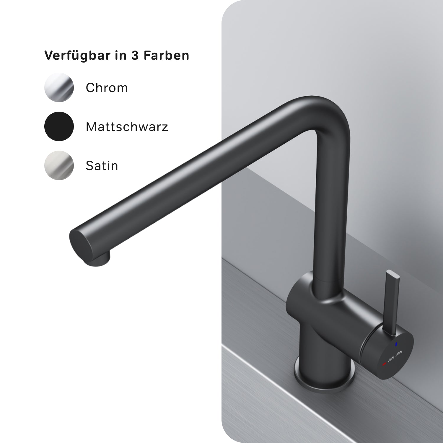 Robinet de cuisine F8F05022, mitigeur monocommande, noir. 