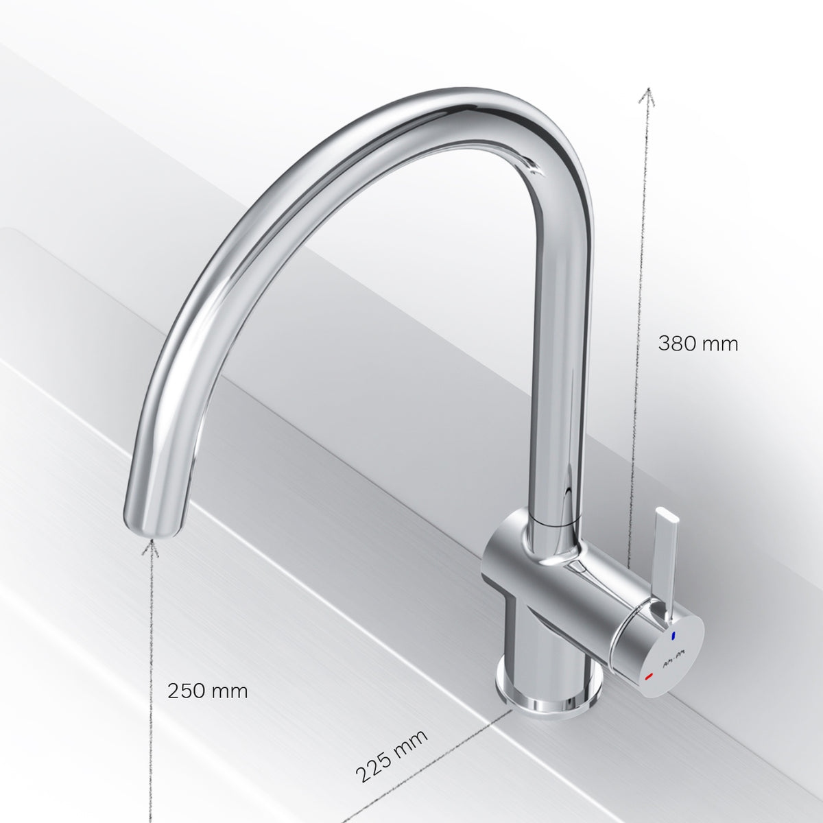 Robinet de cuisine Func avec bec pivotant et EcoStart–F8F07000