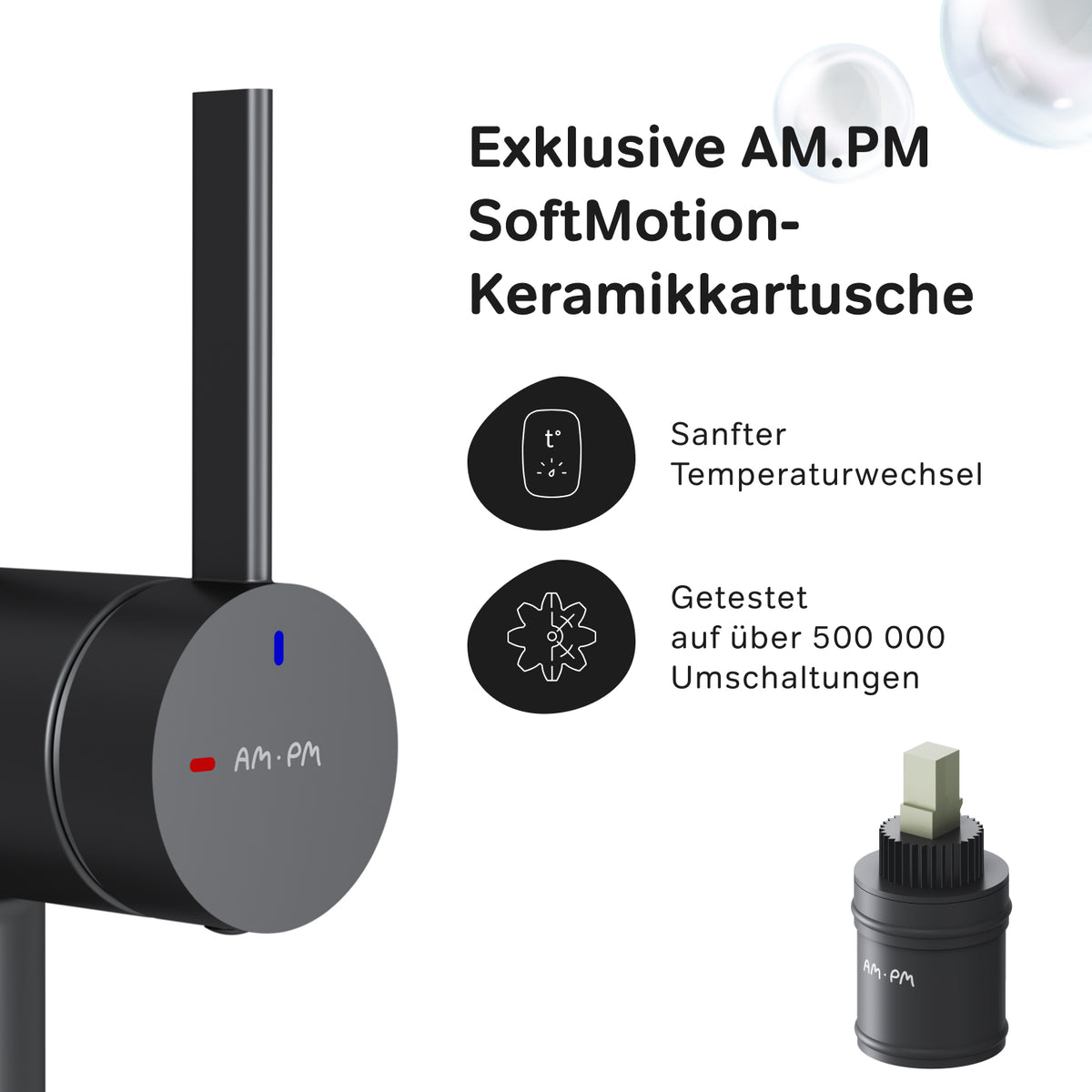 Robinet de cuisine Func avec bec pivotant et EcoStart, noir–F8F07022