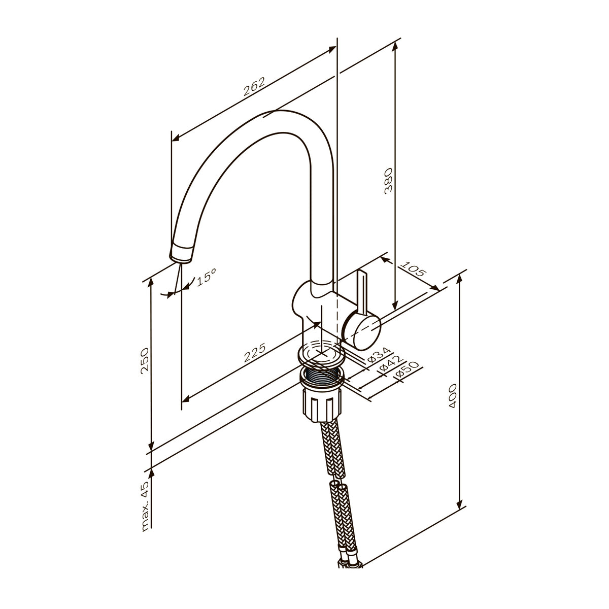 Robinet de cuisine Func avec bec pivotant et EcoStart, noir–F8F07022