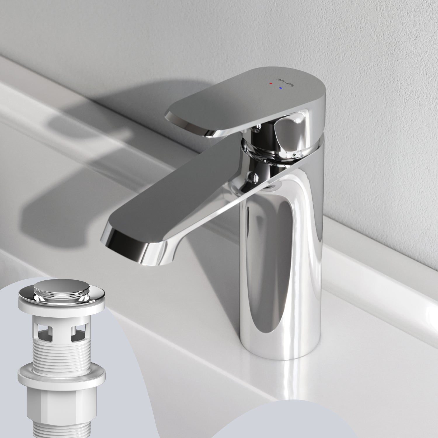 Robinet de salle de bain F8F82100 avec robinet de lavabo et bonde à clic