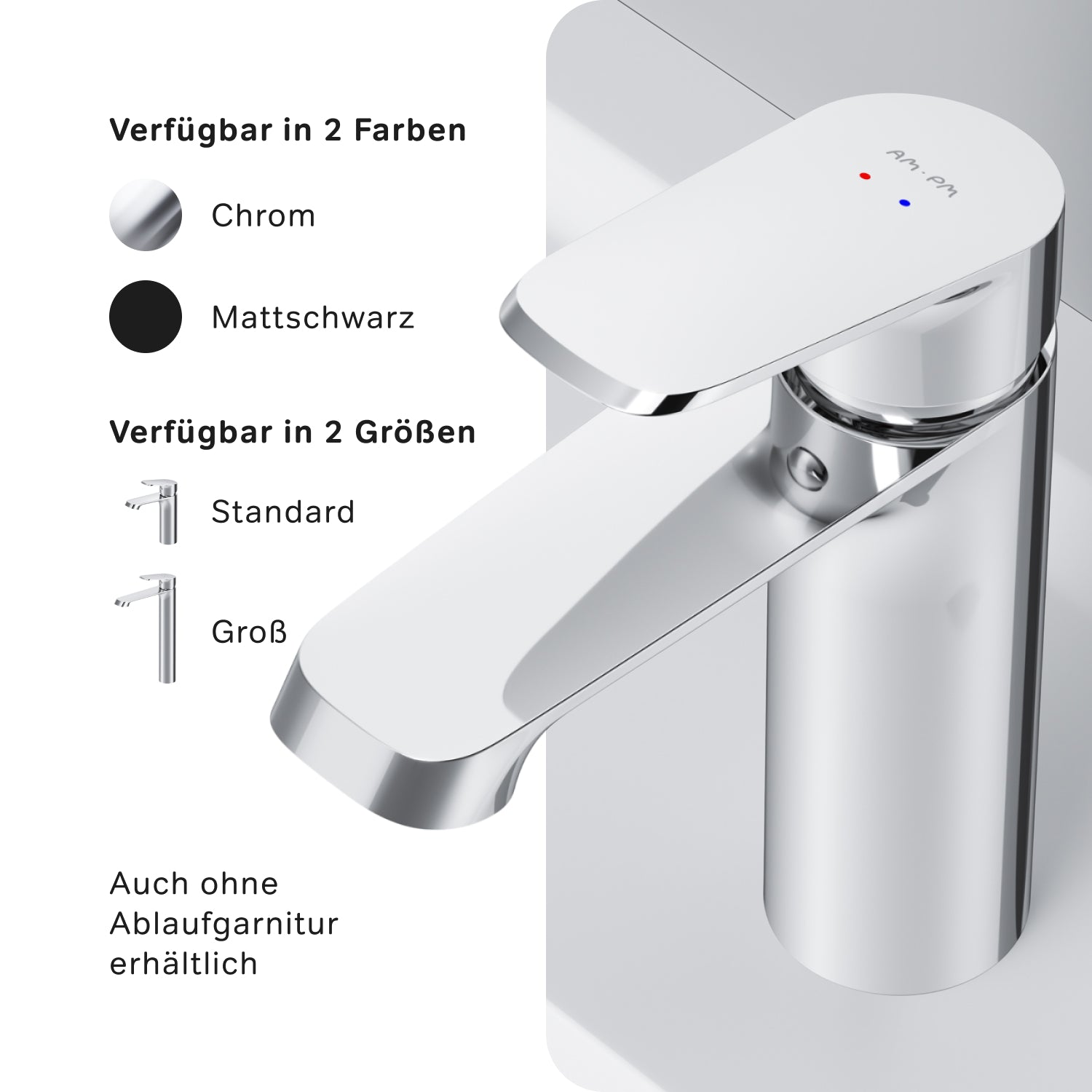 Robinet de salle de bain F8F82100 avec robinet de lavabo et bonde à clic