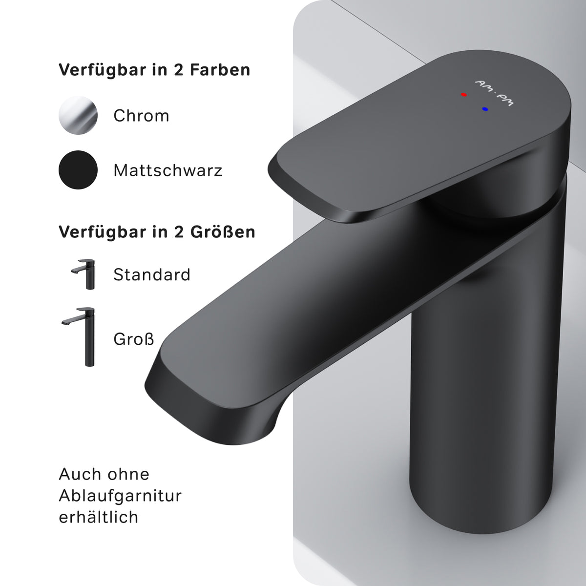 Waschtischarmatur Func mit Klick-Ablaufgarnitur, Schwarz – F8F82122