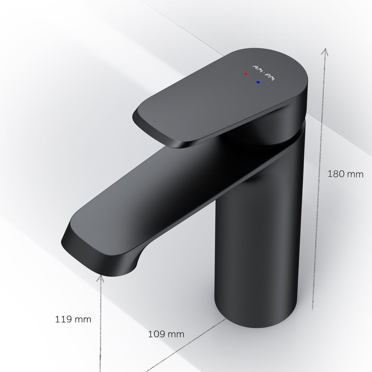 Waschtischarmatur Func mit Klick-Ablaufgarnitur, Schwarz – F8F82122