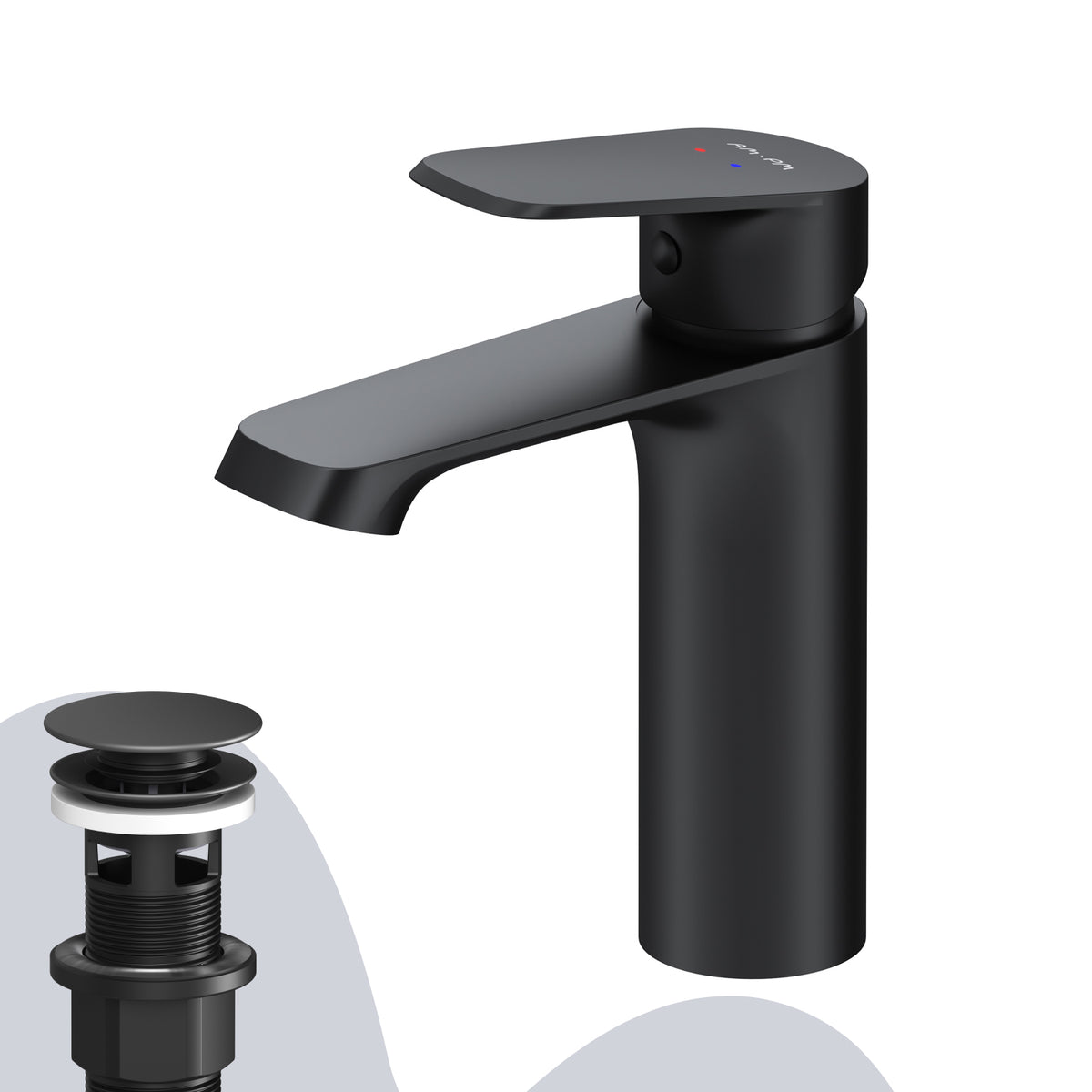 Waschtischarmatur Func mit Klick-Ablaufgarnitur, Schwarz – F8F82122