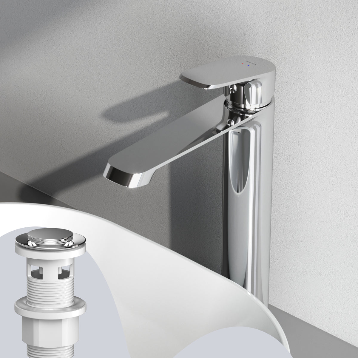 Hohe Waschtischarmatur Func mit Klick-Ablaufgarnitur – F8F92200