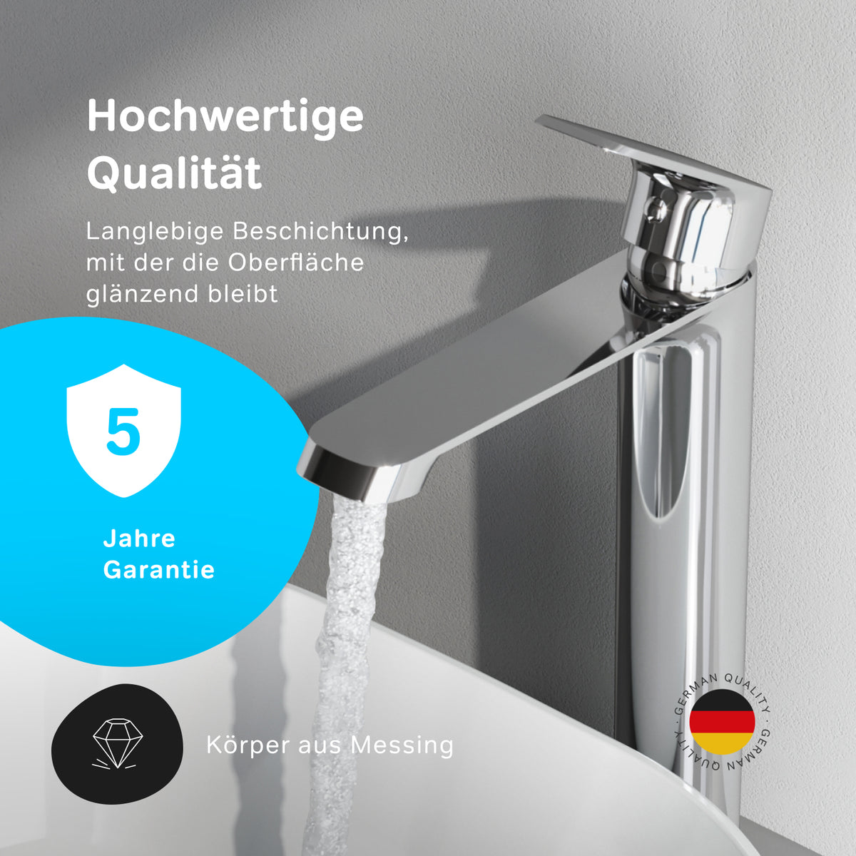 Hohe Waschtischarmatur Func mit Klick-Ablaufgarnitur – F8F92200