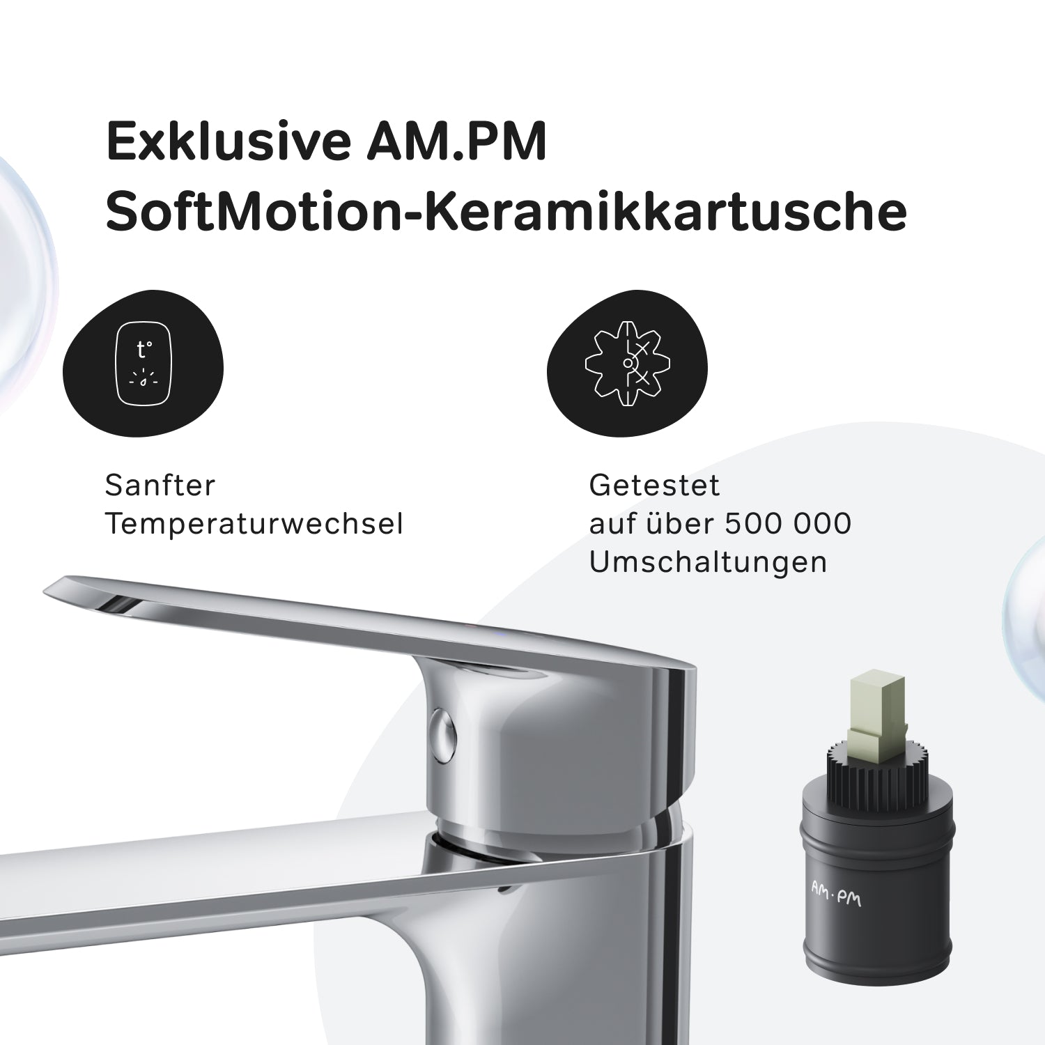 Robinet de salle de bain F8F92200 avec robinet de lavabo haut et bonde à clic. 