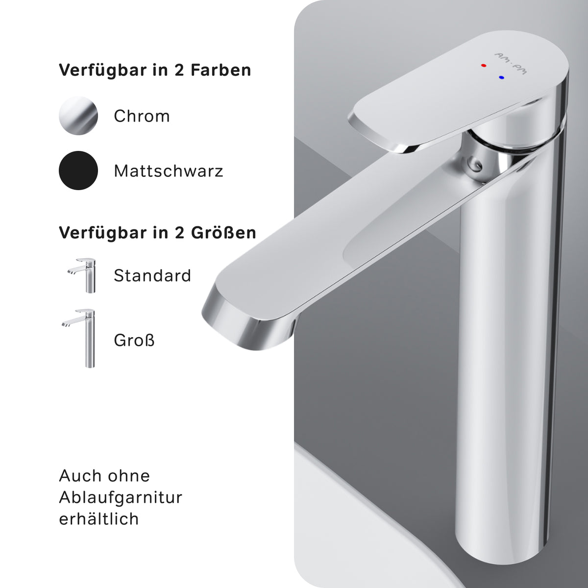 Hohe Waschtischarmatur Func mit Klick-Ablaufgarnitur – F8F92200