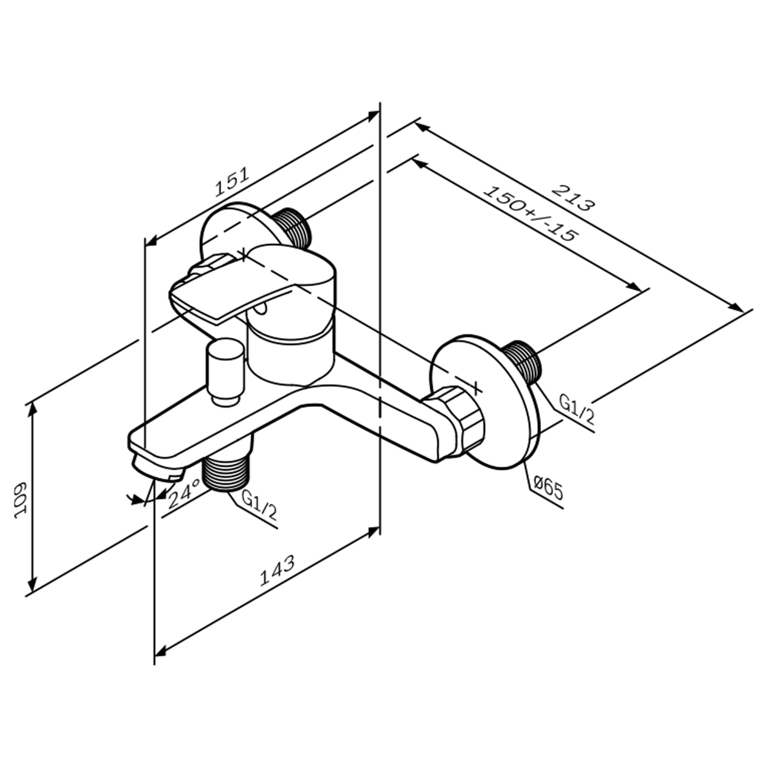 F8Y10000 Wannenarmatur Play Mischbatterie Badewanne Wasserhahn Bad