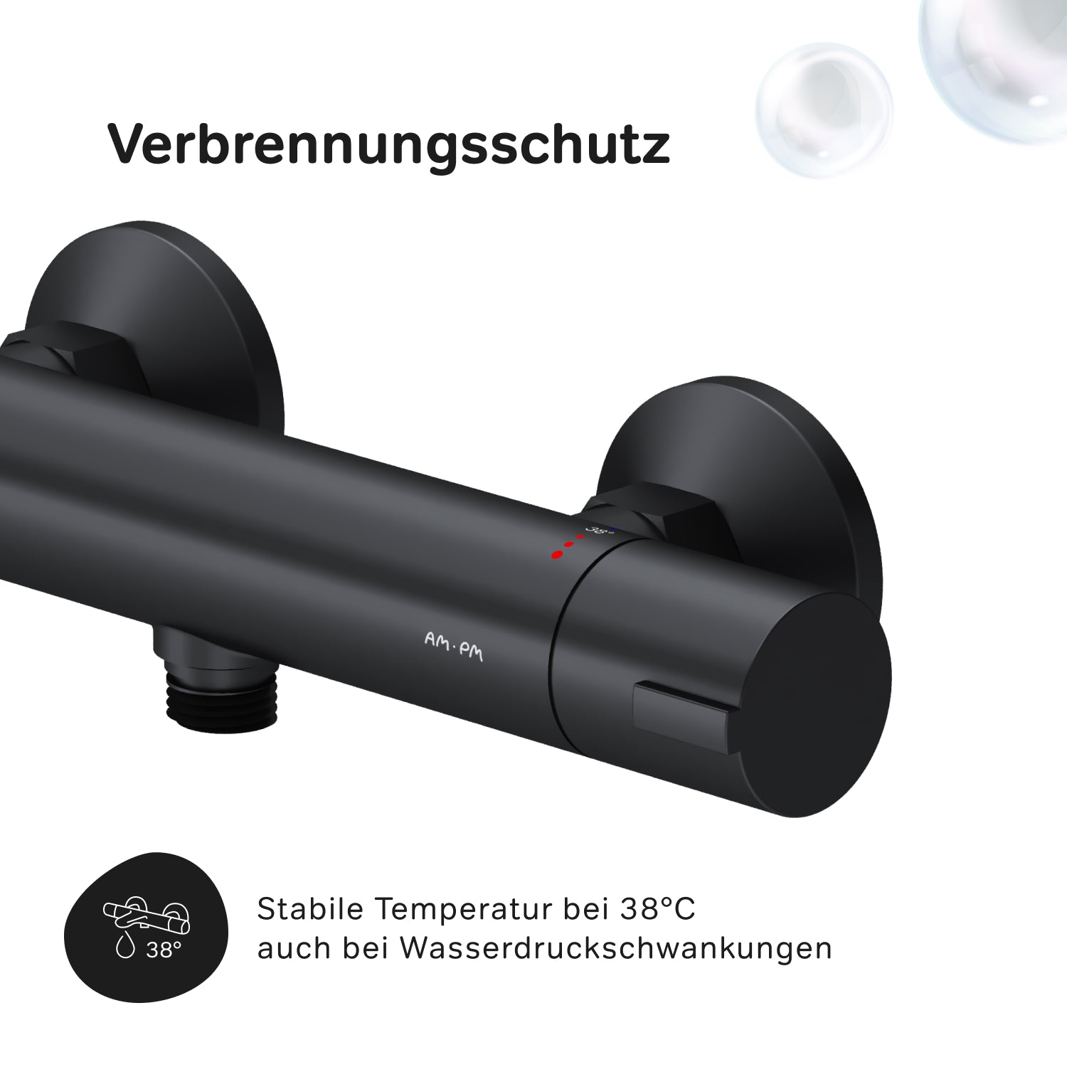F8Y40022 Duscharmatur Thermostat Play Brausearmatur Mischbatterie Dusche, Schwarz