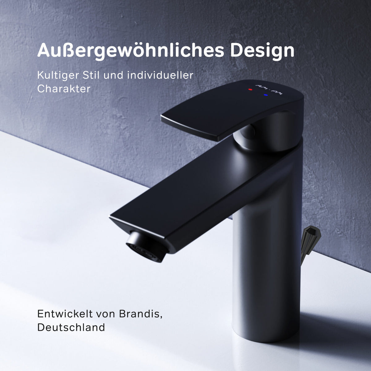 Waschtischarmatur Play mit Zugstange, Schwarz – F8Y82122