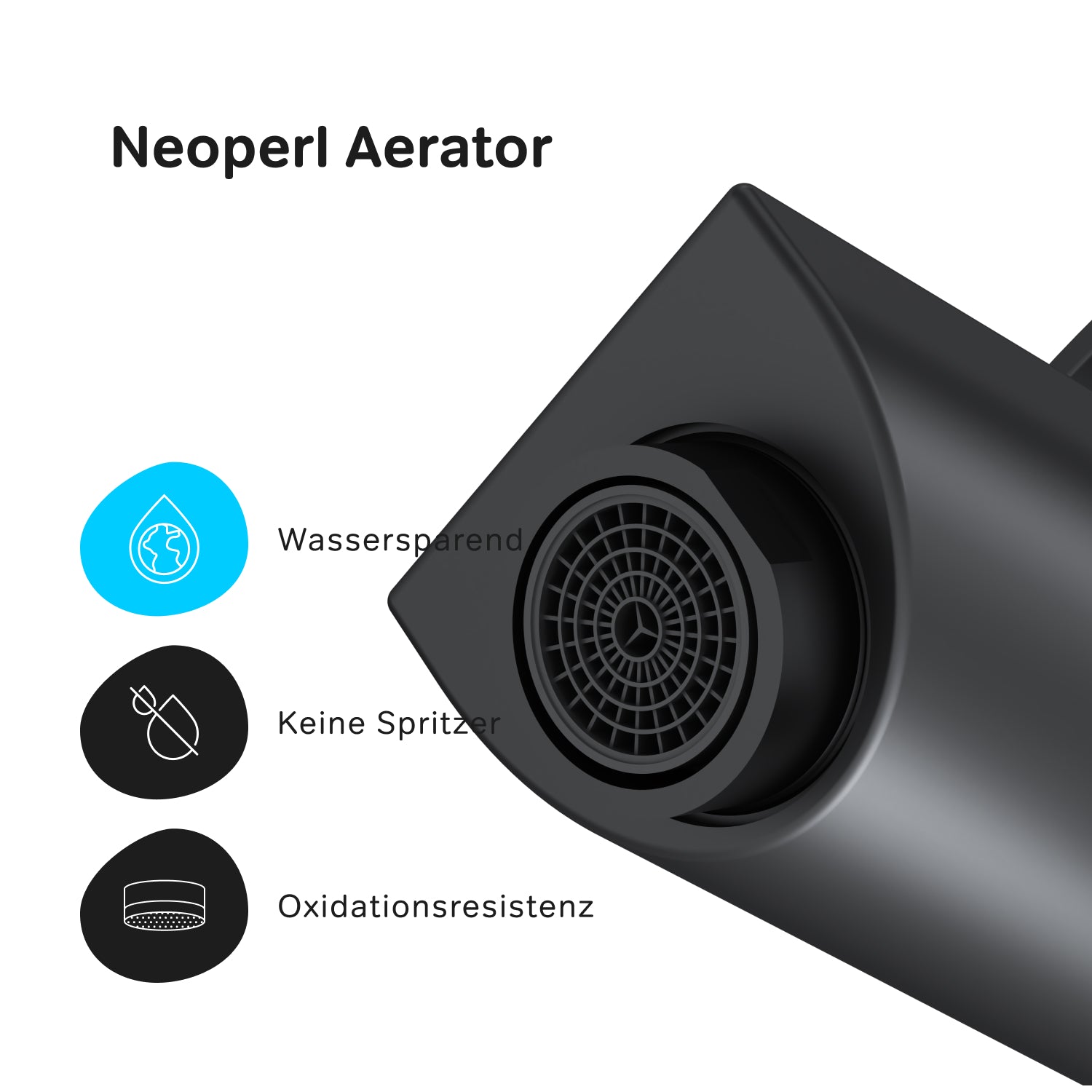 Robinet de salle de bain F8Y82122 avec bonde intégrée, noir