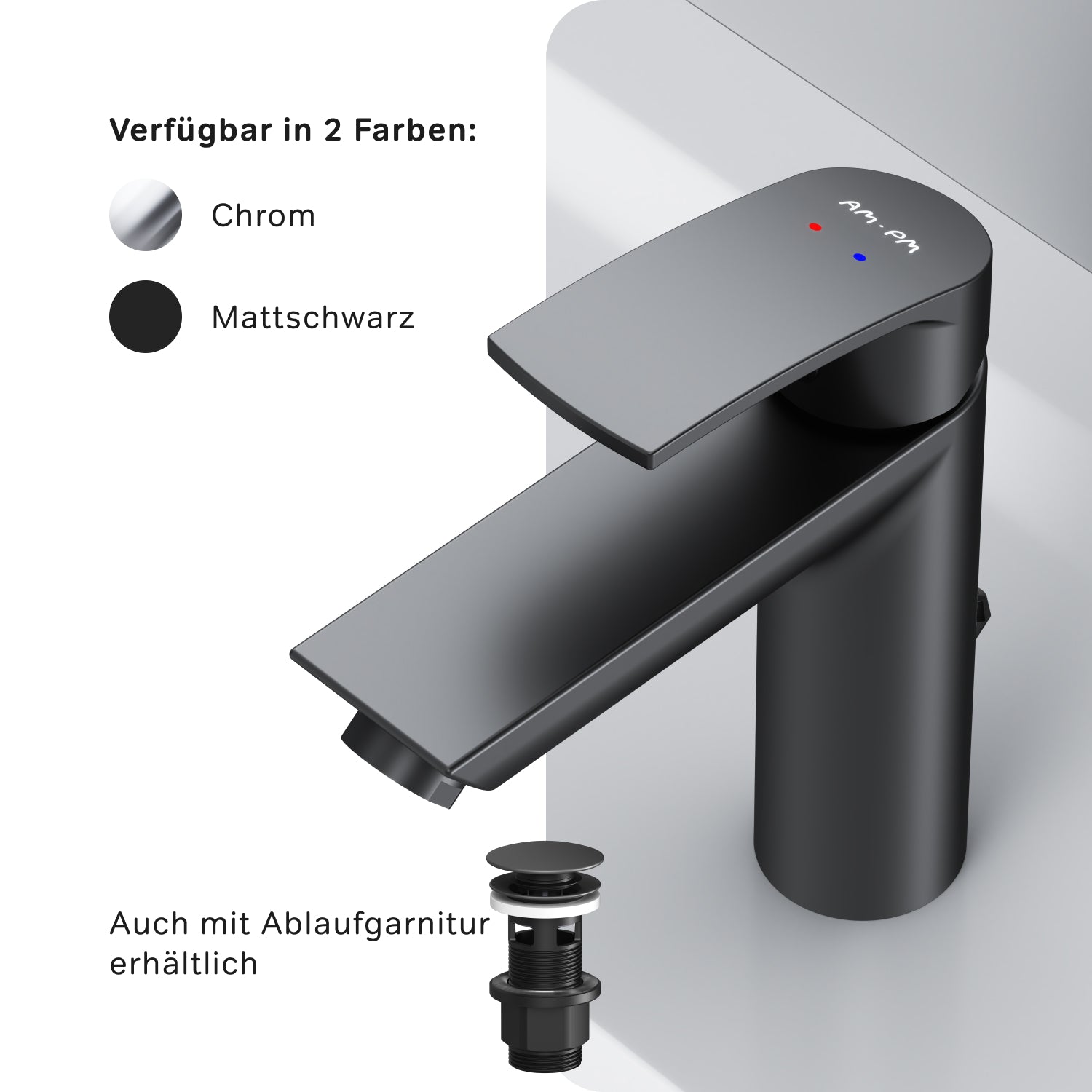 Robinet de salle de bain F8Y82122 avec bonde intégrée, noir