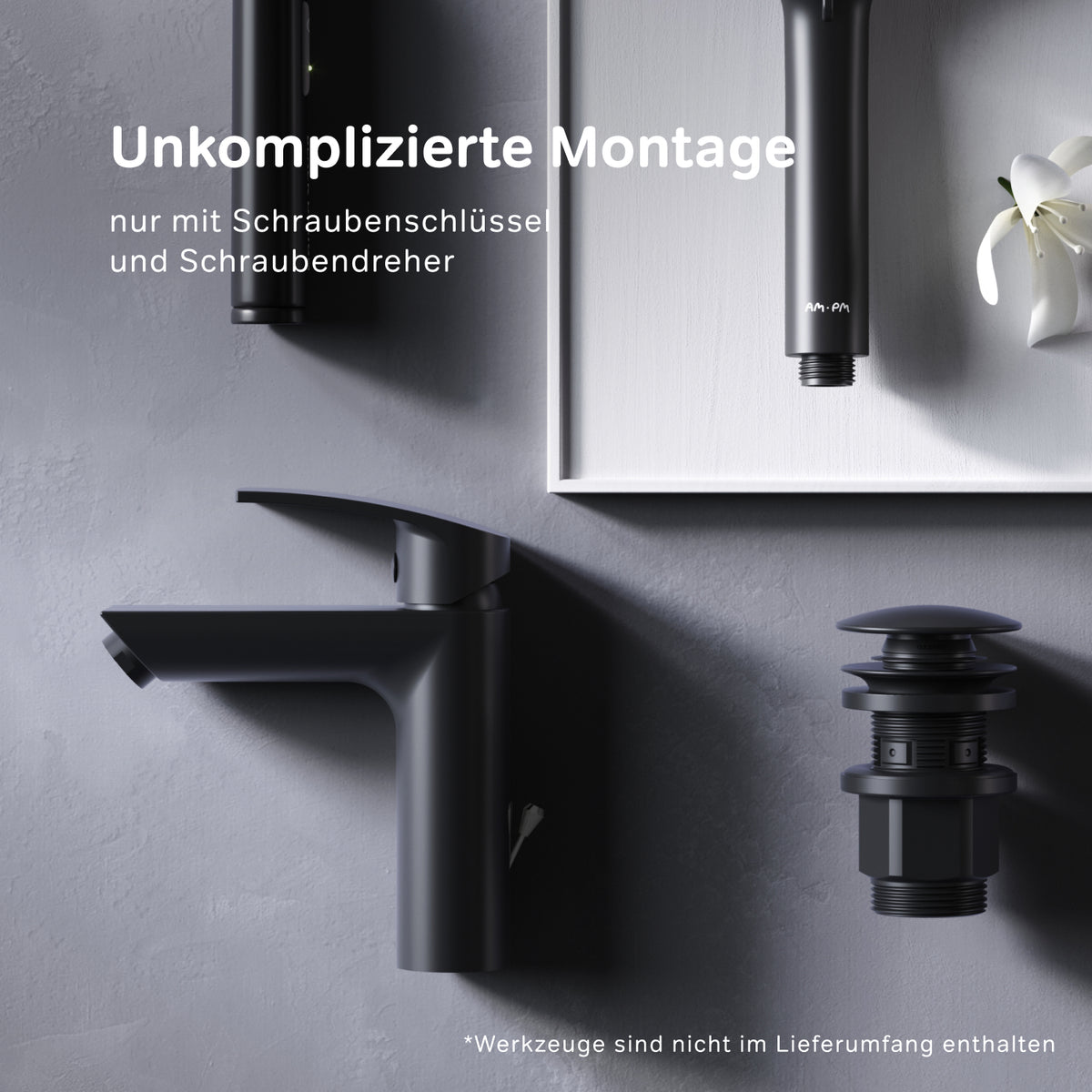 Waschtischarmatur Play mit Zugstange, Schwarz – F8Y82122