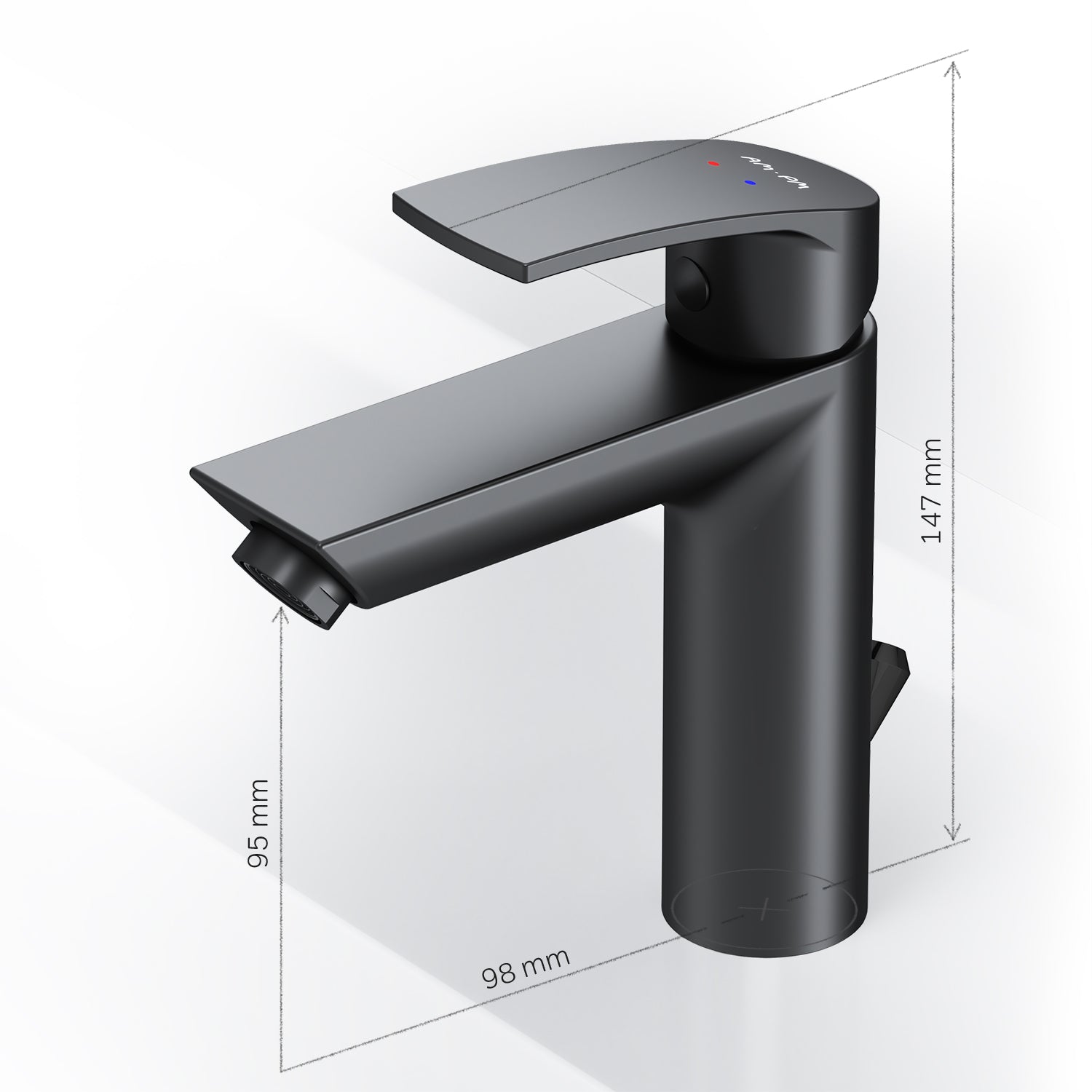 Robinet de salle de bain F8Y82122 avec bonde intégrée, noir