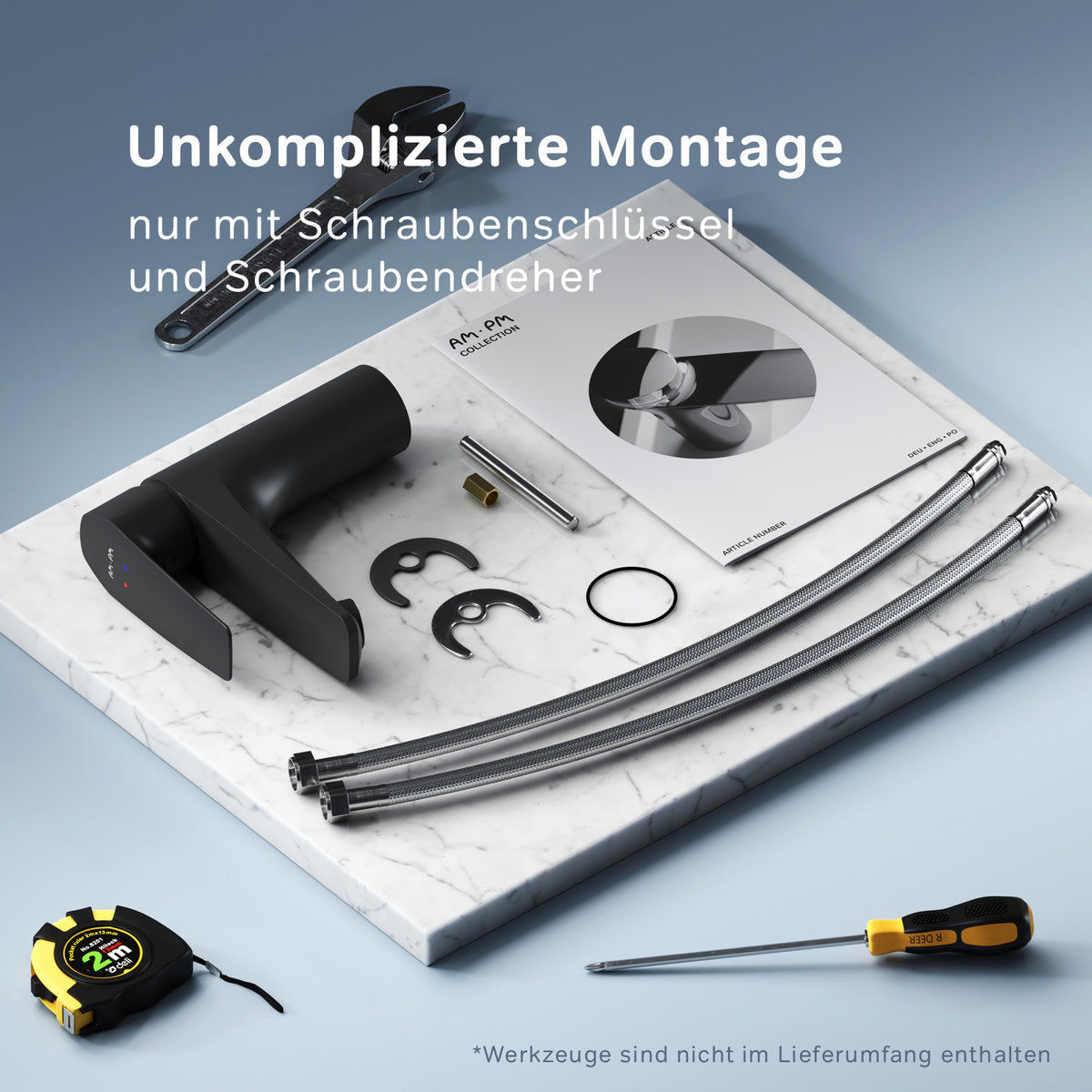 FGA02122 Bad Armatur Gem Waschtischarmatur Wasserhahn, Schwarz ampm-store.de