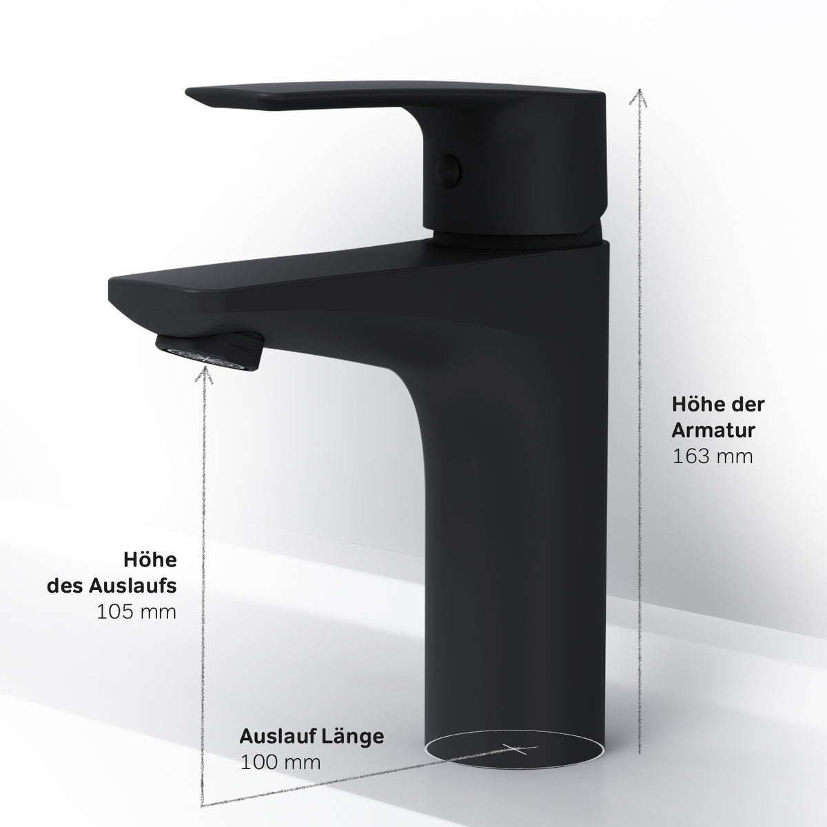 FGA02122 Bad Armatur Gem Waschtischarmatur Wasserhahn, Schwarz ampm-store.de
