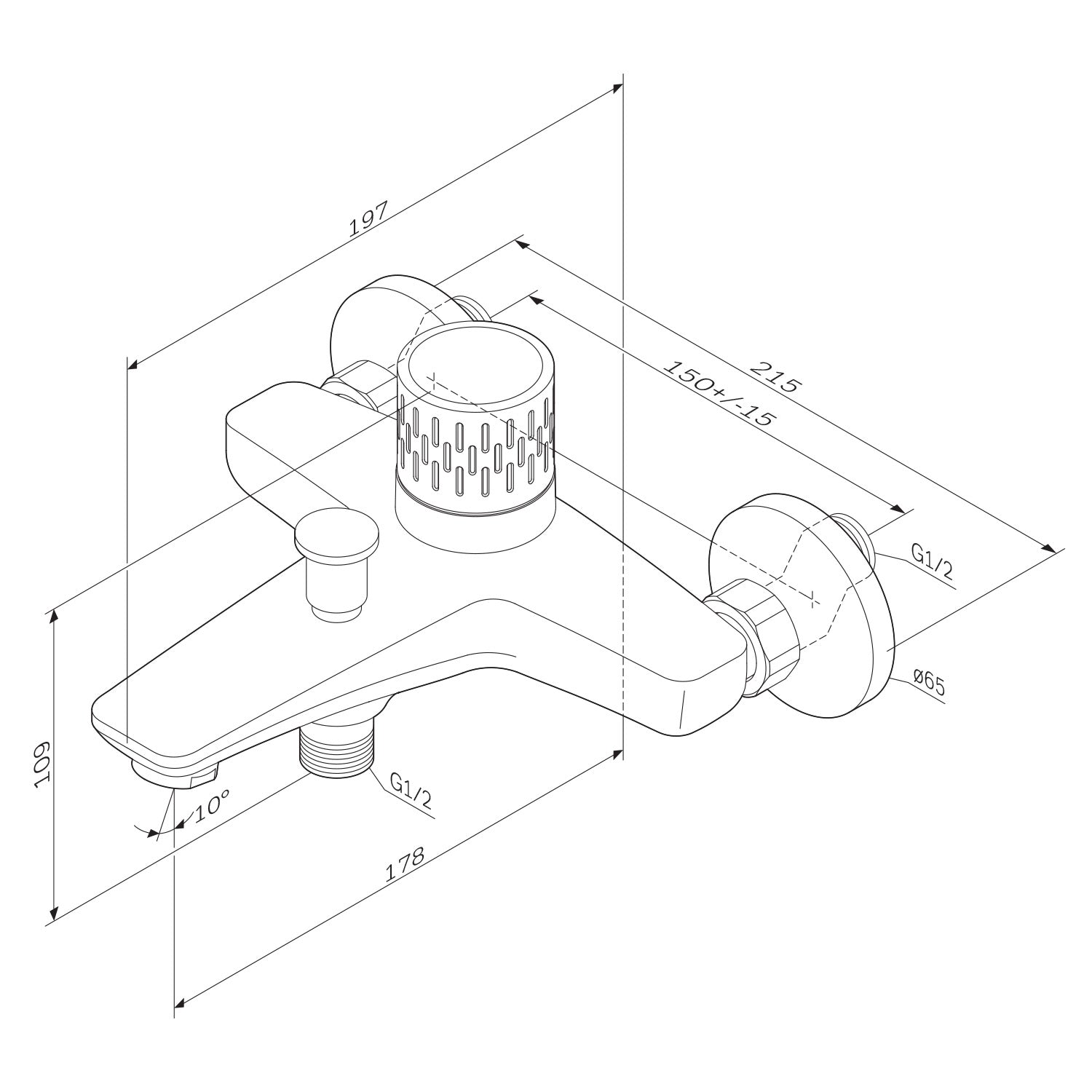 FGA10400 robinet de baignoire Gem mélangeur batterie avec indicateur de température de l'eau